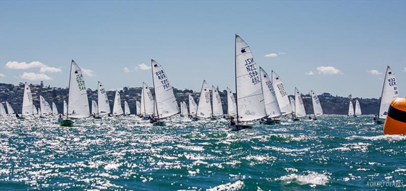 Race 2 first reach - Symonite OK Worlds, Day 2 photo copyright Robert Deaves taken at Wakatere Boating Club and featuring the OK class