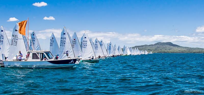 Race 9 start - Symonite OK Dinghy Worlds, Day 5 photo copyright Robert Deaves taken at Wakatere Boating Club and featuring the OK class