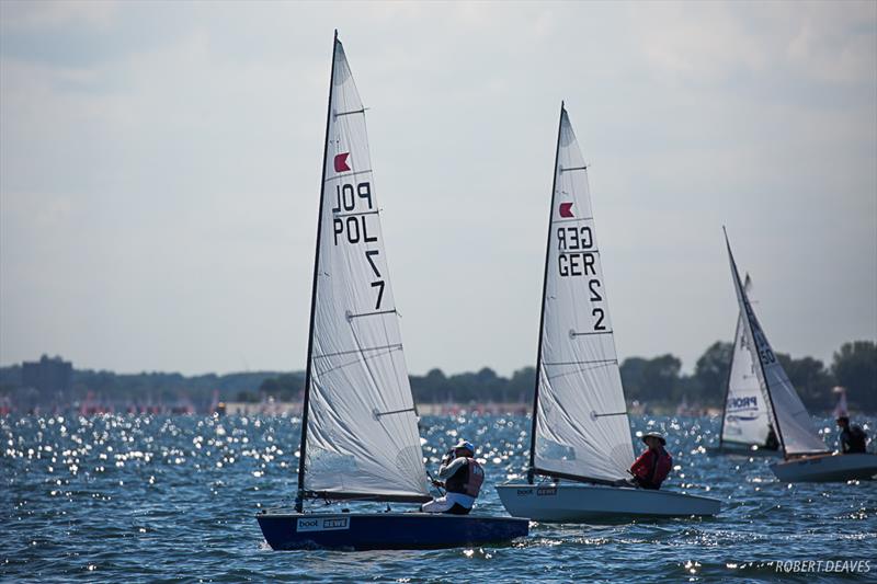 Marek Bernat leads Gunter Arndt  - OK Dinghy European Championship - Kiel, Germany - photo © Robert Deaves