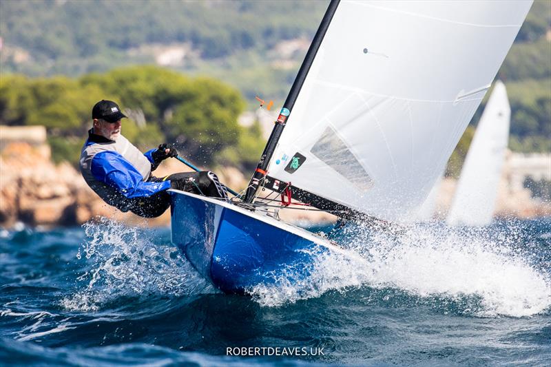 Ralf Tietje on day 3 of the OK Dinghy Europeans in Bandol photo copyright Robert Deaves / www.robertdeaves.uk taken at Société Nautique de Bandol and featuring the OK class