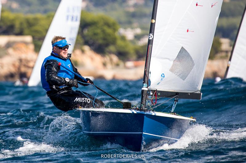 Russ Clark on day 3 of the OK Dinghy Europeans in Bandol photo copyright Robert Deaves / www.robertdeaves.uk taken at Société Nautique de Bandol and featuring the OK class