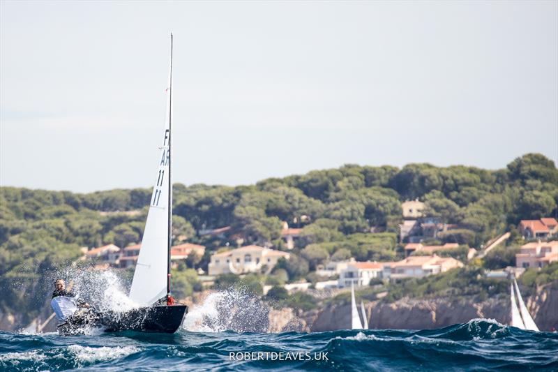 Valerian Lebrun on day 3 of the OK Dinghy Europeans in Bandol - photo © Robert Deaves / www.robertdeaves.uk