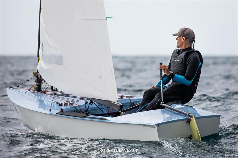 OK Dinghy Worlds Day 1 - Jens Eckardt, DEN photo copyright Robert Deaves / www.robertdeaves.uk taken at Lyme Regis Sailing Club and featuring the OK class