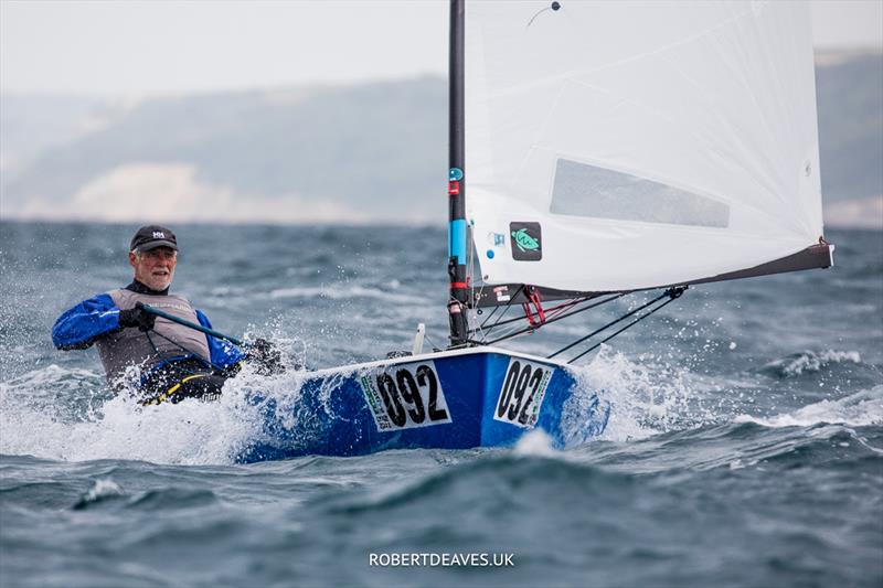 OK Dinghy Worlds Day 2 - Ralf Tietje, GER photo copyright Robert Deaves / www.robertdeaves.uk taken at Lyme Regis Sailing Club and featuring the OK class