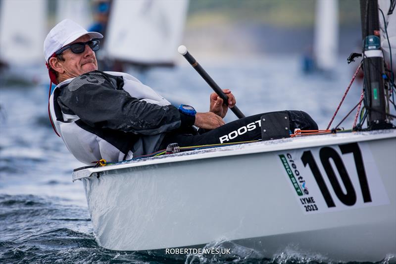 OK Dinghy Worlds Day 4 - Nick Craig, GBR photo copyright Robert Deaves / www.robertdeaves.uk taken at Lyme Regis Sailing Club and featuring the OK class