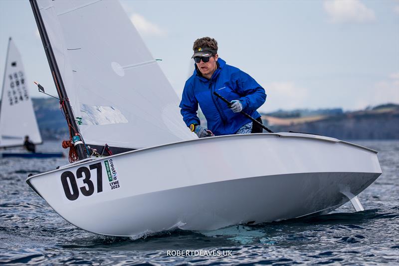 OK Dinghy Worlds Day 4 - Lars Johan Brodtkorb, NOR photo copyright Robert Deaves / www.robertdeaves.uk taken at Lyme Regis Sailing Club and featuring the OK class