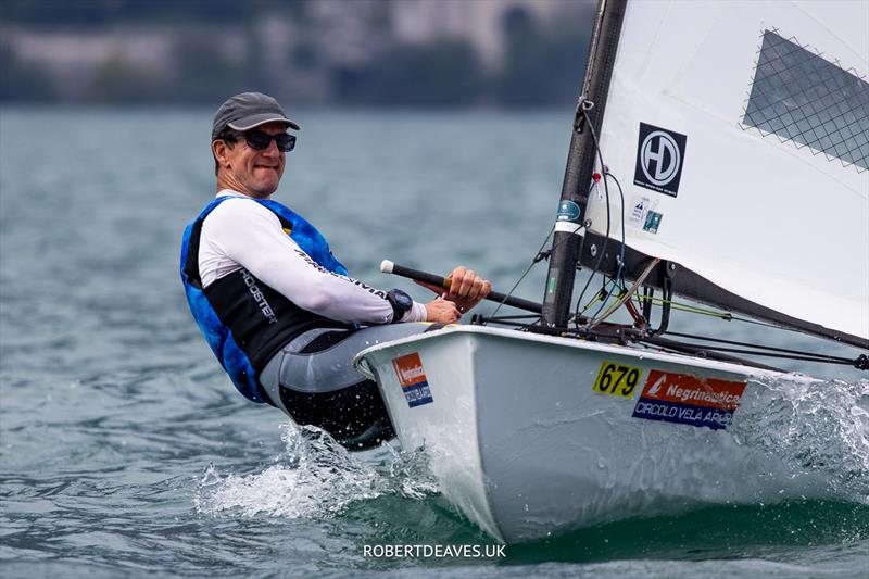 OK Dinghy Europeans Day 4 - Nick Craig, GBR photo copyright Robert Deaves taken at Circolo Vela Arco and featuring the OK class