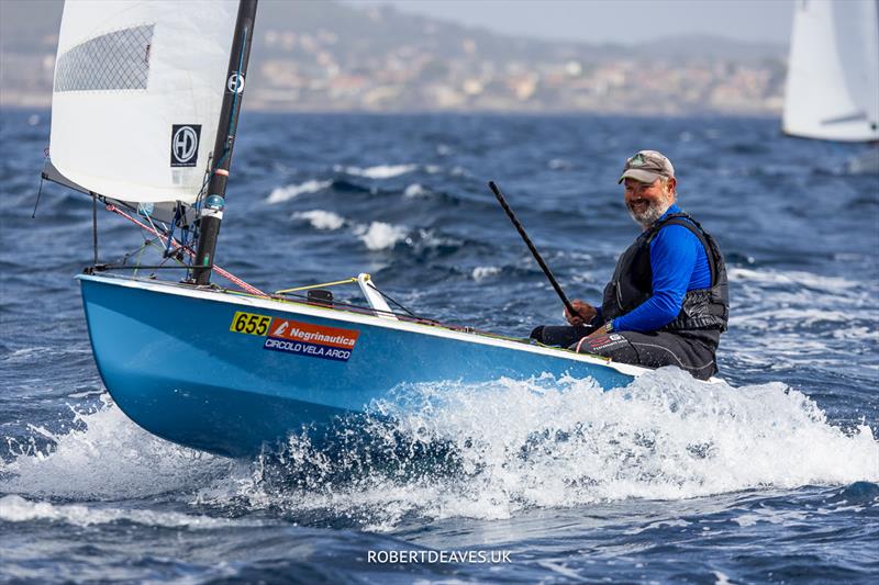 OK Dinghy Autumn Trophy in Bandol Day 3 - Terry Curtis led for most of Race 5, until Craig came past on the final downwind - photo © Robert Deaves / www.robertdeaves.uk