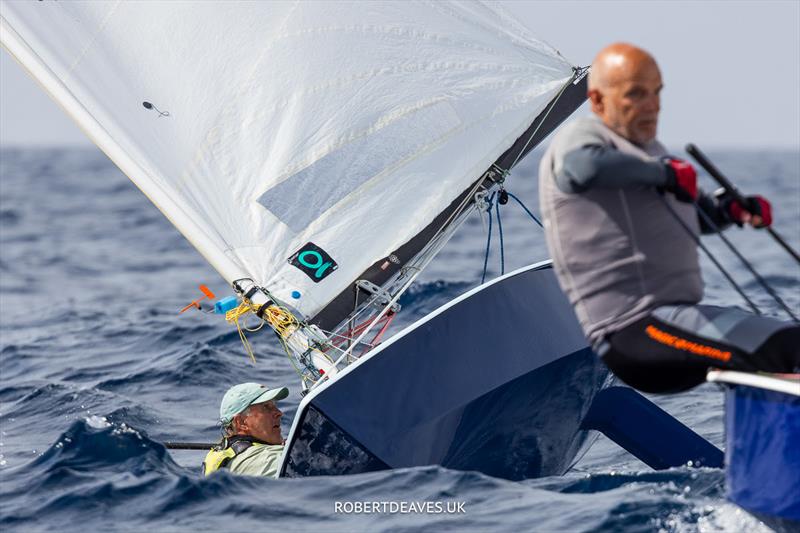 OK Dinghy Autumn Trophy in Bandol Day 3 - Patrice Revere demonstrating a water start photo copyright Robert Deaves / www.robertdeaves.uk taken at Société Nautique de Bandol and featuring the OK class
