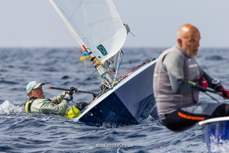 OK Dinghy Autumn Trophy in Bandol Day 3 - Patrice Revere demonstrating a water start photo copyright Robert Deaves / www.robertdeaves.uk taken at Société Nautique de Bandol and featuring the OK class