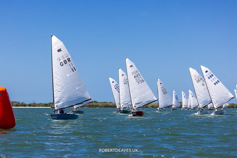 Race 7 on day 4 of the 2024 OK Dinghy World Championship Brisbane photo copyright Robert Deaves / www.robertdeaves.uk taken at Royal Queensland Yacht Squadron and featuring the OK class