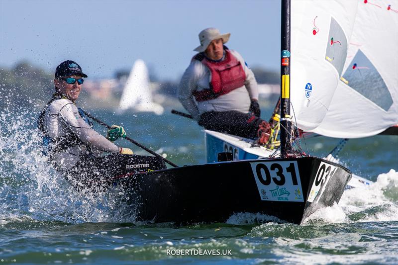 Sean Cleary, NZL on day 4 of the 2024 OK Dinghy World Championship Brisbane photo copyright Robert Deaves / www.robertdeaves.uk taken at Royal Queensland Yacht Squadron and featuring the OK class