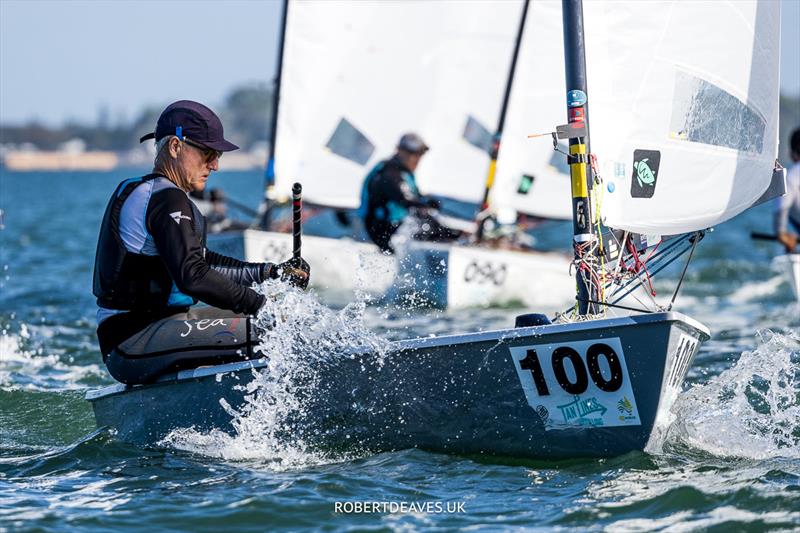 2024 Tan Lines OK Dinghy World Championship - First Grand Master - Jay Harrison, AUS photo copyright Robert Deaves taken at Royal Queensland Yacht Squadron and featuring the OK class