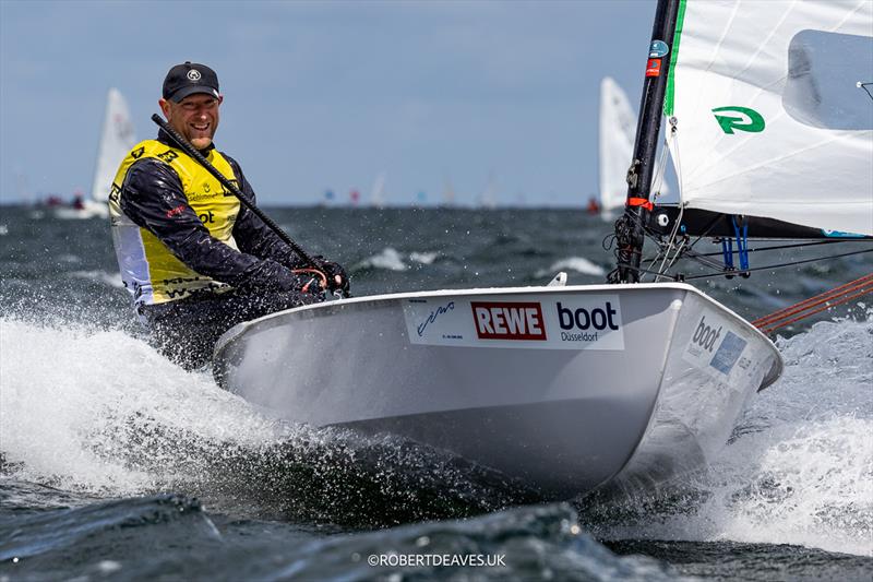 Niklas Edler, SWE in the OK Dinghy class at Kieler Woche - photo © Robert Deaves