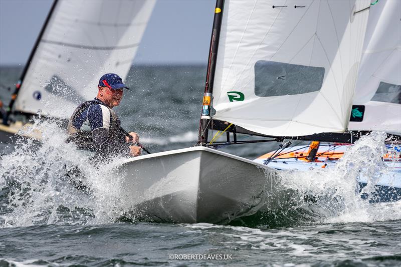 Pawel Pawlaczyk, POL on day 1 of the OK Dinghy Europeans at Warnemünde photo copyright Robert Deaves / www.robertdeaves.uk taken at  and featuring the OK class
