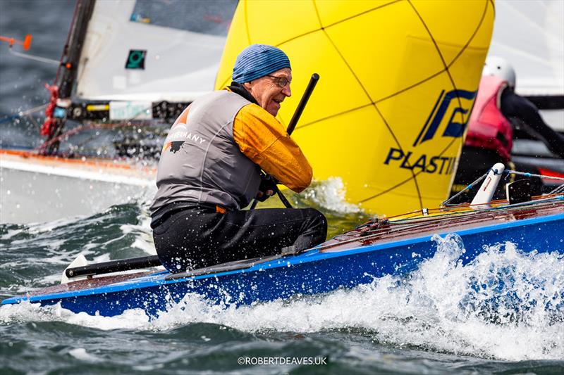 Falk Hagemann, GER on day 1 of the OK Dinghy Europeans at Warnemünde photo copyright Robert Deaves / www.robertdeaves.uk taken at  and featuring the OK class