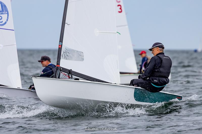 Jens Eckardt, DEN on day 1 of the OK Dinghy Europeans at Warnemünde photo copyright Robert Deaves / www.robertdeaves.uk taken at  and featuring the OK class