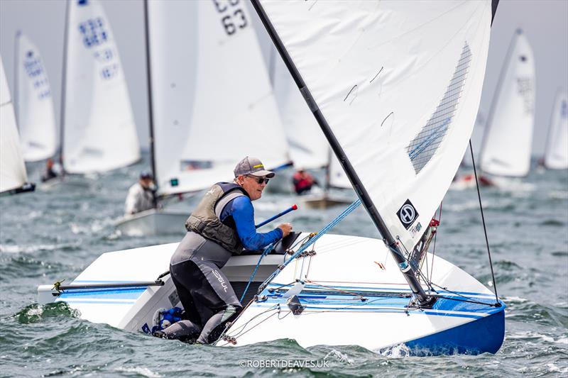 Ian Hopwood, GBR on day 1 of the OK Dinghy Europeans at Warnemünde photo copyright Robert Deaves / www.robertdeaves.uk taken at  and featuring the OK class