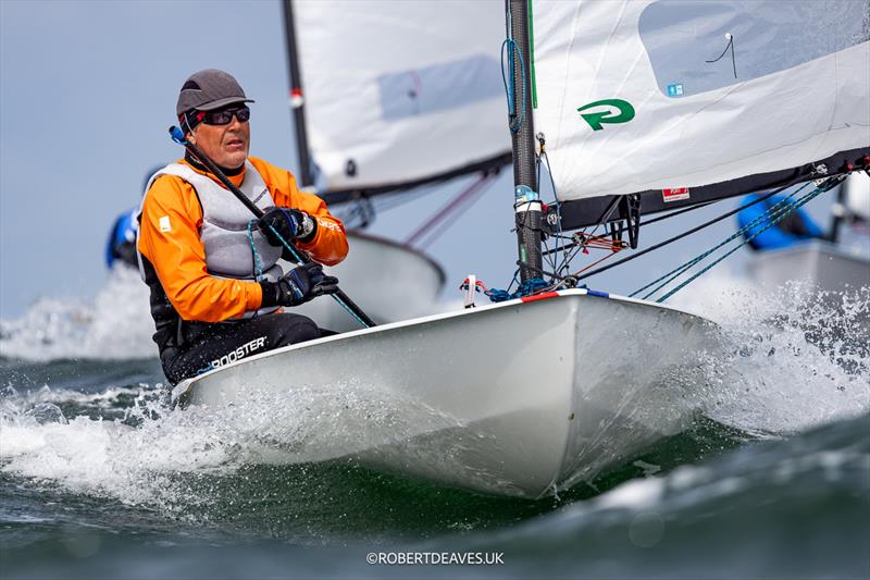 Morten Jakobsen, THA on day 3 of the OK Dinghy Europeans at Warnemünde photo copyright Robert Deaves / www.robertdeaves.uk taken at Warnemünder Segel-Club and featuring the OK class
