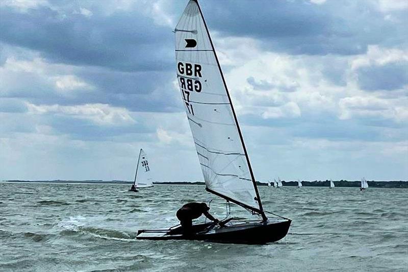 Dave Bourne mid-gybe on day 4 - OK Nationals at Dabchicks photo copyright DSC taken at Dabchicks Sailing Club and featuring the OK class