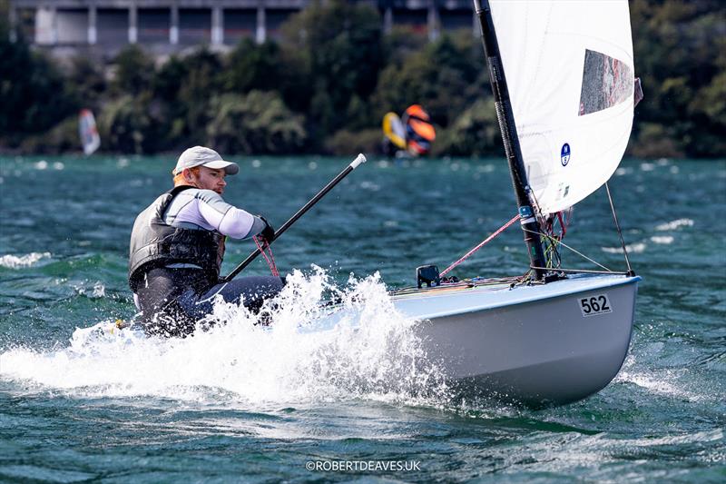 OK Dinghy Worlds at Lake Garda Day 3 - Andrew Mills, GBR photo copyright Robert Deaves / www.robertdeaves.uk taken at Circolo Vela Arco and featuring the OK class