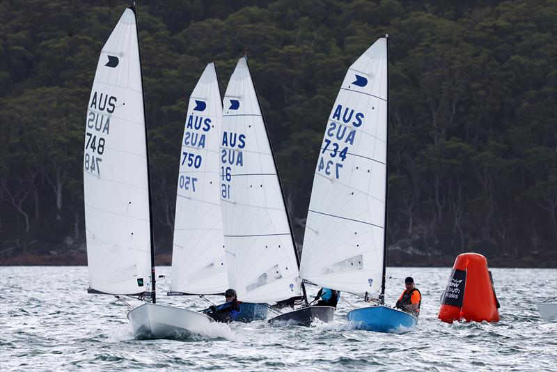 OK fleet on day 2 of the 2026 Sail Port Stephens Super Series photo copyright Promocean Media taken at Newcastle Cruising Yacht Club and featuring the OK class