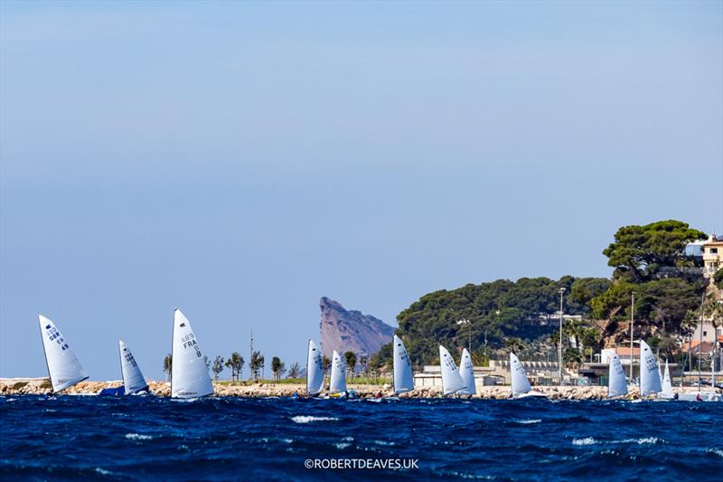 Bandol backdrop on Day 2 of the 2026 OK Dinghy Autumn Trophy - photo © Robert Deaves / www.robertdeaves.uk