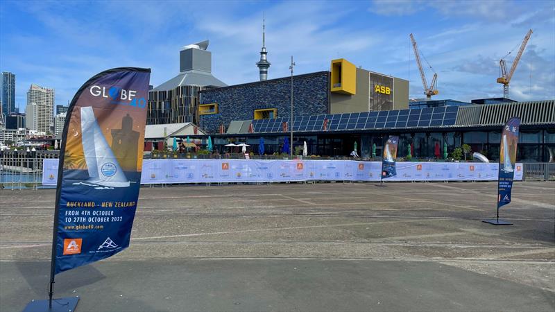 The fleet is based alongside the cafes on North Wharf, Downtown Auckland - Open 40 - Globe 40 Leg 3 Finish - Auckland stopover - October 2022 photo copyright Globe 40 taken at Royal New Zealand Yacht Squadron and featuring the Open 40 class