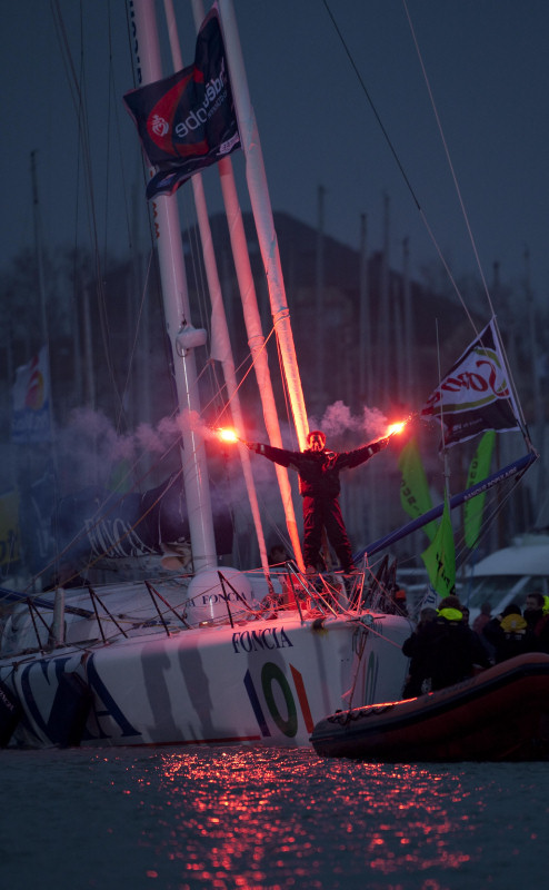 Michel Desjoyeaux on Foncia wins the 2008-09 Vendée Globe photo copyright Mark Lloyd / www.lloydimages.com taken at  and featuring the IMOCA class