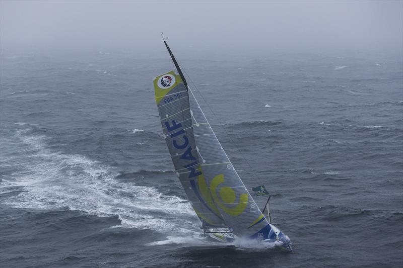 French skipper Francois Gabart training in bad weather off Groix Island, South Brittany, prior to the Route du Rhum - photo © Jean Marie Liot / DPPI