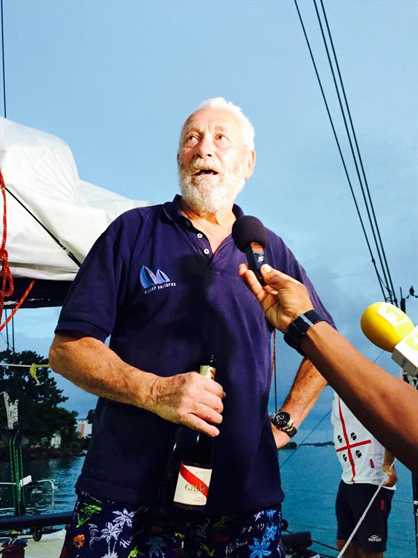 Sir Robin Knox-Johnston finishes 3rd in the Rhum class in the Route du Rhum-Destination Guadeloupe photo copyright Matthieu Sarrot taken at  and featuring the IMOCA class