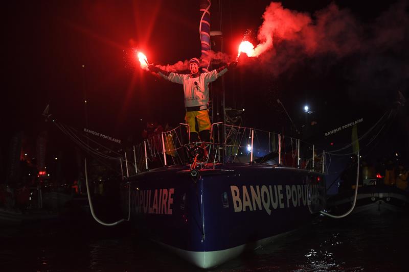 Armel Le Cleac'h on Banque Populaire VIII wins the Vendée Globe 2016-17 photo copyright Vincent Curutchet / DPPI / Vendee Globe taken at  and featuring the IMOCA class