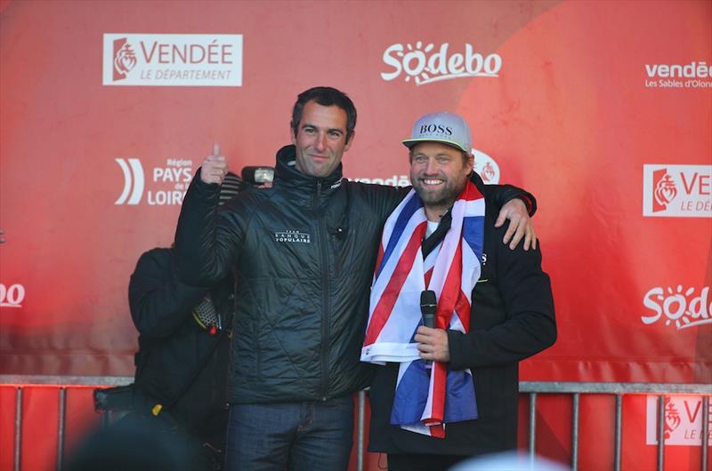 Armel Le Cleac'h and Alex Thomson in Les Sables d'Olonne after the Vendée Globe 2016-17 - photo © Jean Marie Liot / DPPI / Vendee Globe