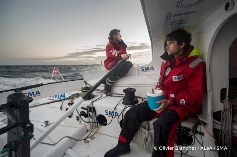 Doublehanded crew of Paul Meilhat and Gwénolé Gahinet on the IMOCA 60 SMA during the Rolex Fastnet Race - photo © Olivier Blanchet / ALeA / SMA
