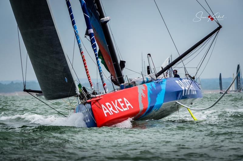 2019 Rolex Fastnet Race start photo copyright Sam Kurtul / www.worldofthelens.co.uk taken at Royal Ocean Racing Club and featuring the IMOCA class