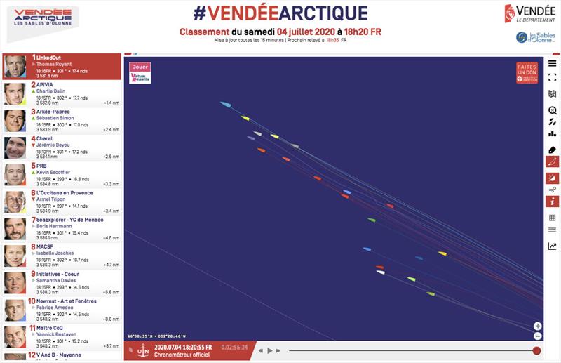 Vendée-Arctique-Les Sables d'Olonne Race standings - 4th July 18h20 FR photo copyright IMOCA taken at  and featuring the IMOCA class