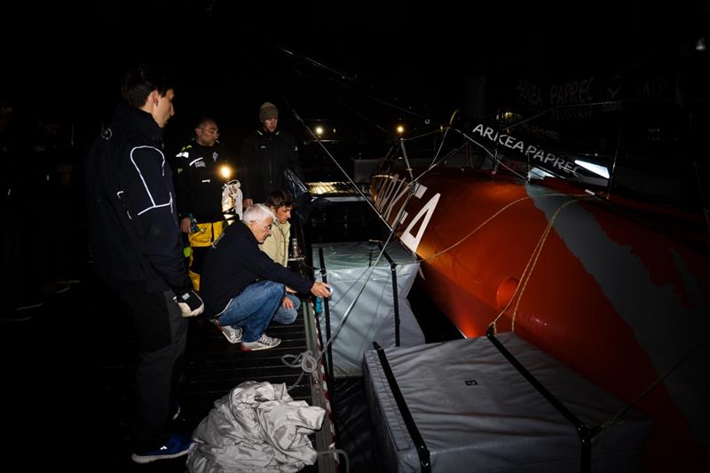 Damage to starboard foil aboard ARKEA PAPREC - Vendée-Arctique-Les Sables d'Olonne Race - photo © Martin Viezzer / ARKEA PAPREC