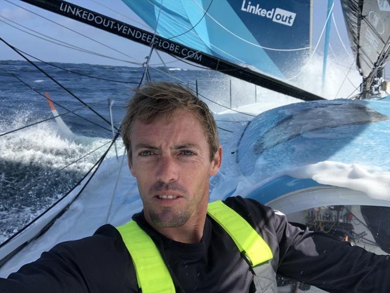 Thomas Ruyant on LinkedOut leads the charge in the Vendée-Arctique-Les Sables d'Olonne Race photo copyright Thomas Ruyant / LinkedOut taken at  and featuring the IMOCA class