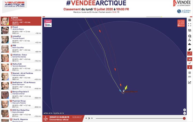 Vendée-Arctique-Les Sables d'Olonne Race standings - 13th July 10h00 FR photo copyright IMOCA taken at  and featuring the IMOCA class