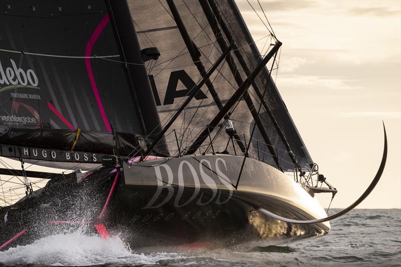 British yachtsman Alex Thomson, skipper of 'HugoBoss' leaves Gosport for the start of the Vendée Globe  - photo © Mark Lloyd / www.lloydimages.com