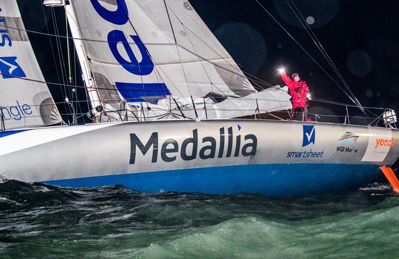 Pip Hare on Medallia finishes the Vendée Globe 2020-21 in Les Sables d'Olonne photo copyright Richard Langdon / Ocean Images taken at  and featuring the IMOCA class