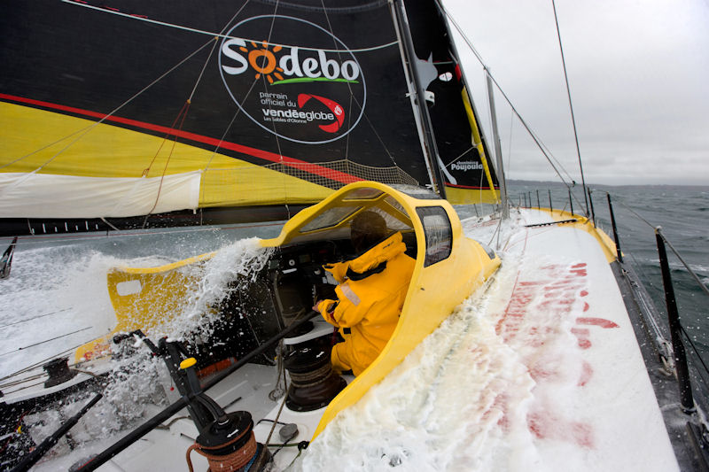 Bernard Stamm on Cheminées Poujouat during the Vendée Globe 2012-2013 photo copyright Jean Marie Liot / DPPI / Vendee Globe / Cheminée taken at  and featuring the IMOCA class