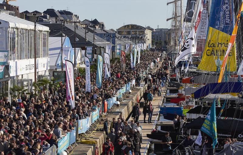 The IMOCAs in front of the public at the start of the Route du Rhum photo copyright Benoit Stichelbau taken at  and featuring the IMOCA class