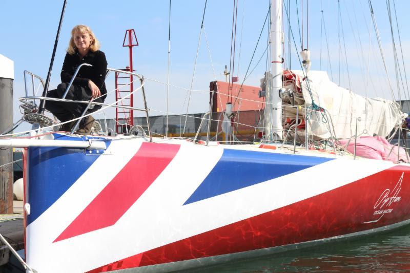 Pip Hare on her newly branded IMOCA 60 Superbigou (GBR) - Rolex Fastnet Race photo copyright Pip Hare Ocean Racing taken at Royal Ocean Racing Club and featuring the IMOCA class