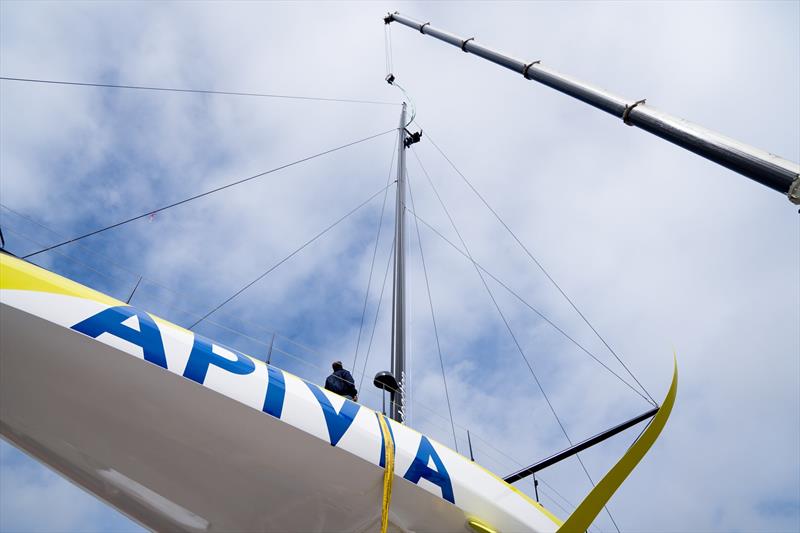 Rig and foil tips - Apivia launch in Lorient, France, August 2019 photo copyright Maxime Horlaville taken at  and featuring the IMOCA class