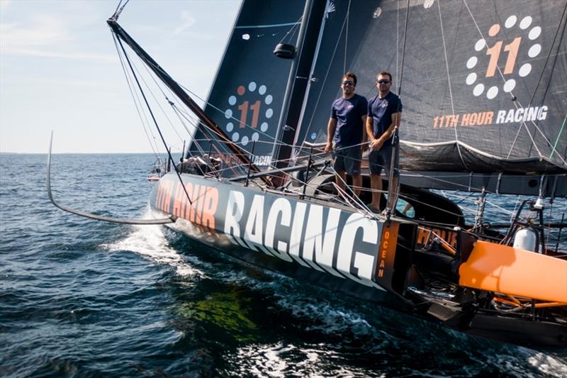 11th Hour Racing Team, Charlie Enright and Mark Towill, France Team onboard photo copyright Amory Ross / 11th Hour Racing taken at  and featuring the IMOCA class