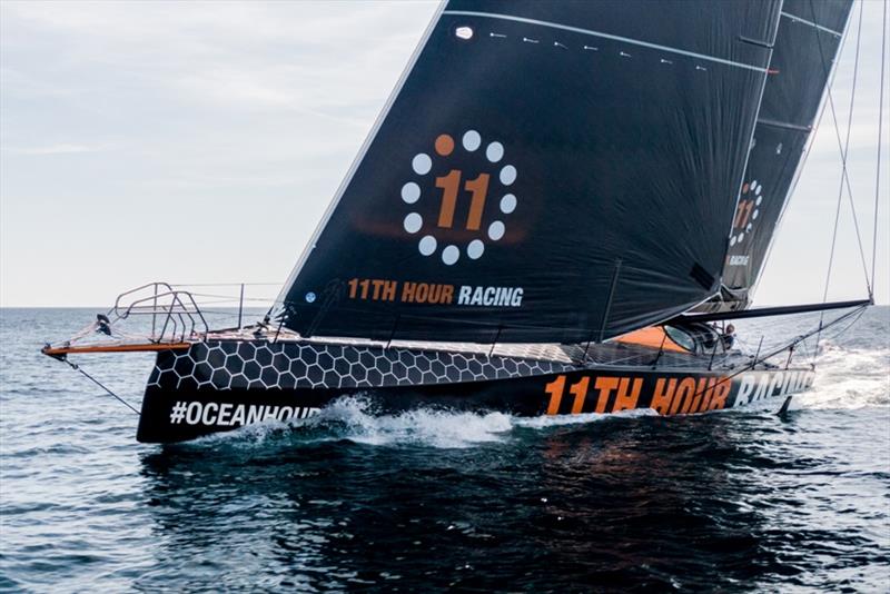 The 11th Hour Racing Team takes to the waters of France for their first training session photo copyright Amory Ross / 11th Hour Racing taken at  and featuring the IMOCA class