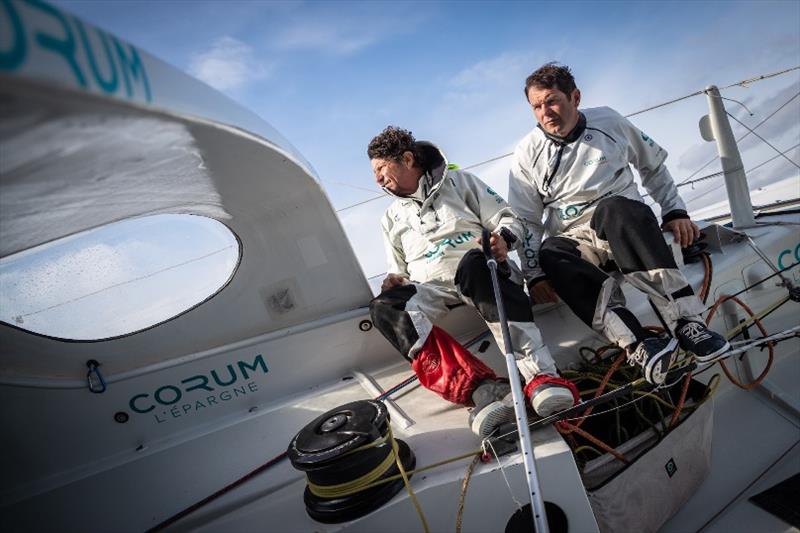 Jean Le Cam and Nicolas Troussel photo copyright Eloi Stichelbaut / CORUM L’Épargne taken at  and featuring the IMOCA class