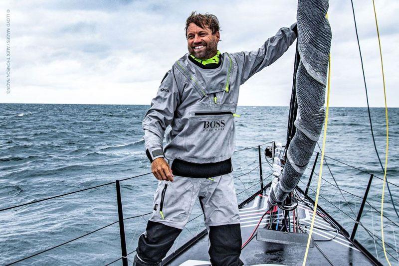 Alex Thomson on bow - photo © Lloyd Images / Alex Thomson Racing