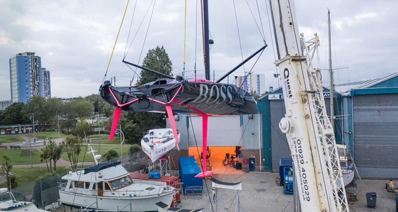 Hugo Boss IMOCA60 complete final check before heading for the start of the 2020 Vendee Globe Race - photo © Alex Thomson Racing